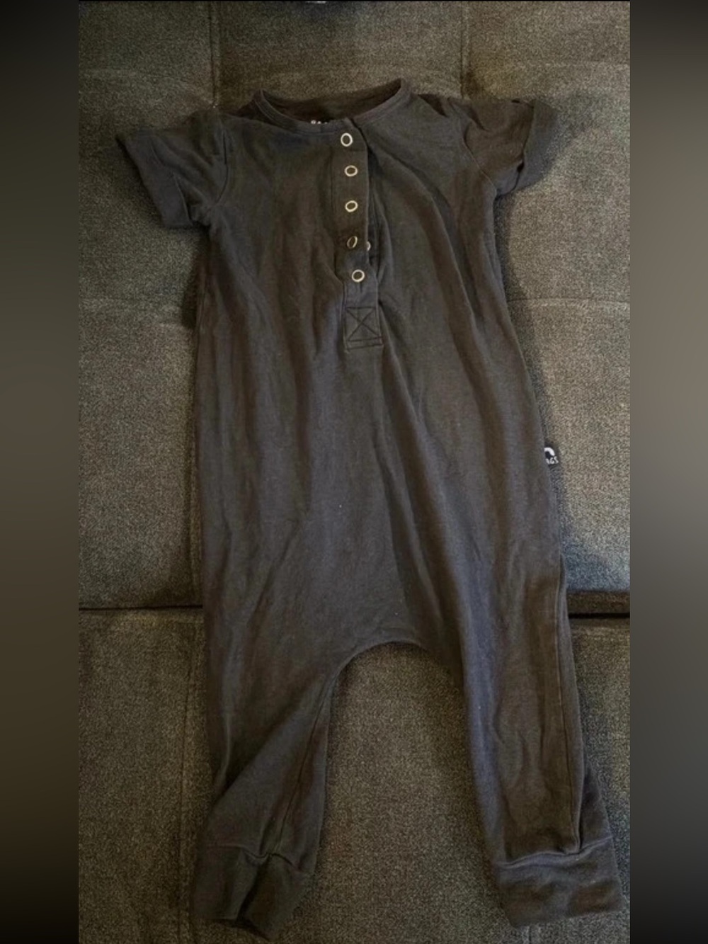 Rags to Raches Black Short-Sleeve Henley Romper